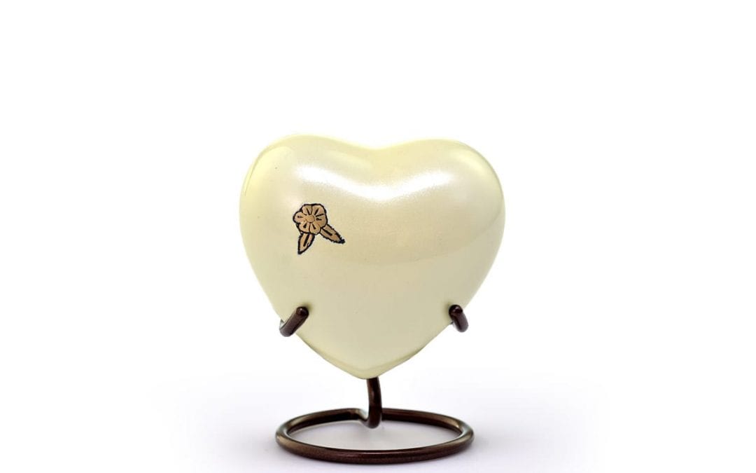 June Pearl Heart Cremation Urn